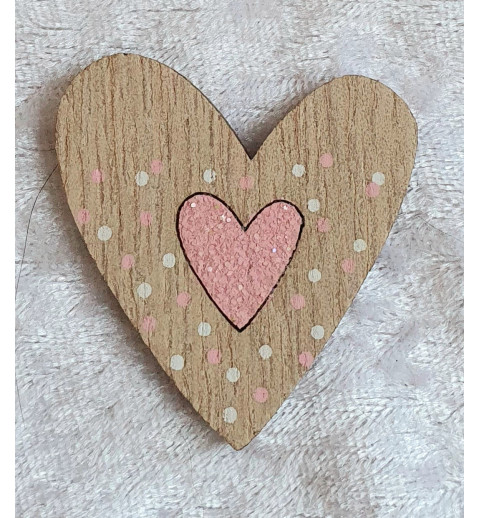 Holzherz rosa/glitzer