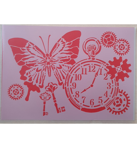 Schablone Uhr/Schmetterling