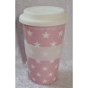 Porzellan Becher to go rosa/Sterne