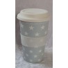 Porzellan Becher to go hellblau/Sterne