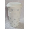 Porzellan Becher to go weiss/Sterne