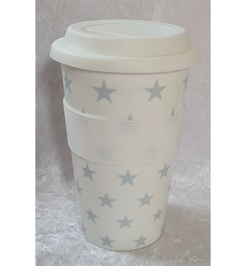 Porzellan Becher to go weiss/Sterne