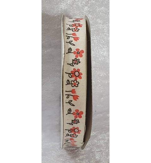 Dekoband Blumen beige