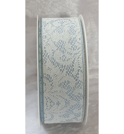 Dekoband Spitzenmuster weiss/hellblau