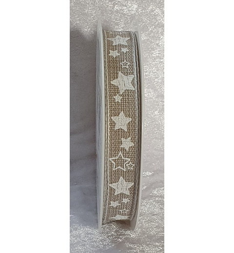 Dekoband Sterne natur/weiss