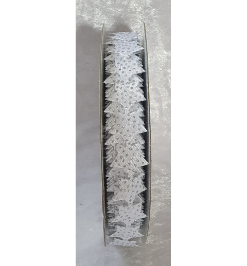 Dekoband Sterne silber/weiss