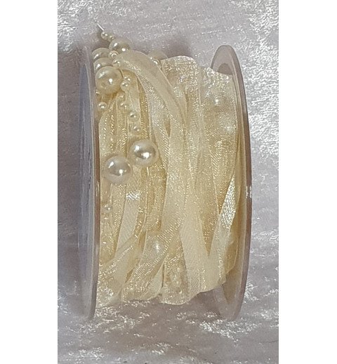 Dekoband mit Perlen creme