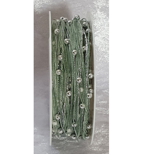 Organza Kordel mit Perlen seegrün