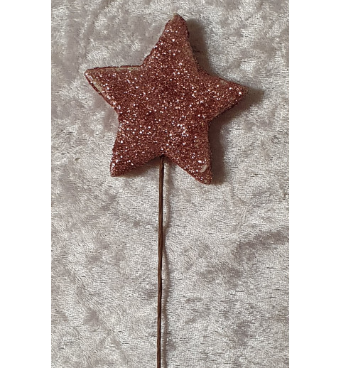 Glitzerstern rosa am Spiess