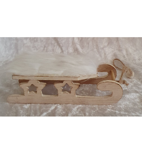 Holz Schlitten mit Kunstfell