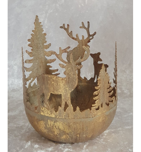 Teelicht Metall Hirsch/Wald
