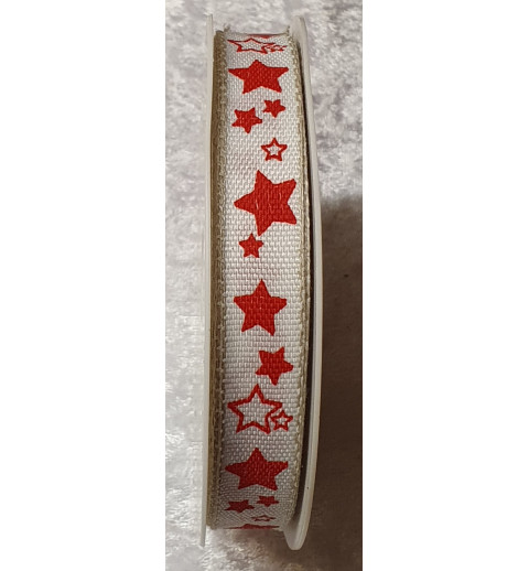 Deko Band Sterne weiss/rot