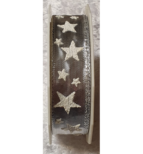 Deko Band Sterne silber mit Drahtkante