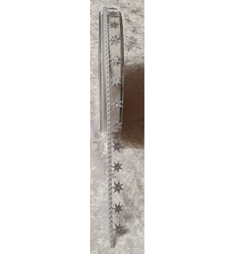 Deko Band Sterne weiss/silber