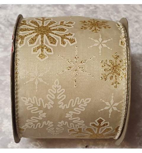 Deko Band Schneeflocken gold