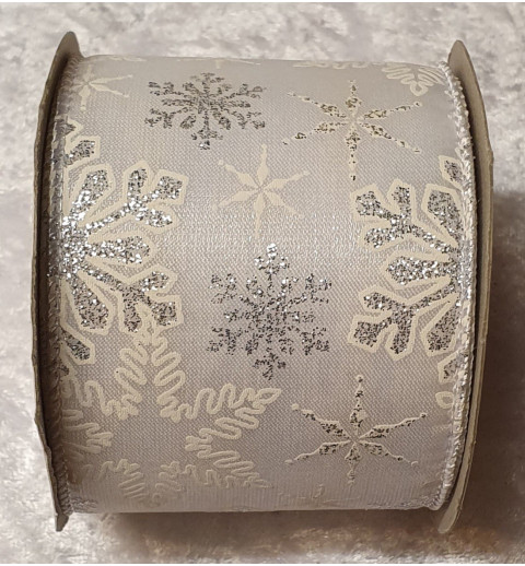 Deko Band Schneeflocken weiss