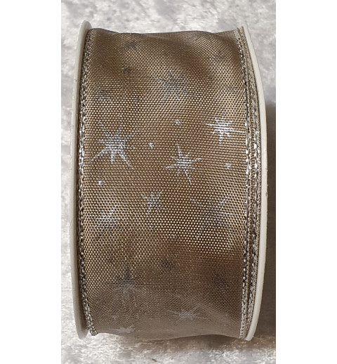 Deko Band Sterne taupe/silber