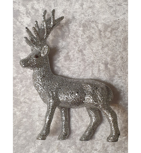 Glitzer Hirsch Kunststoff silber