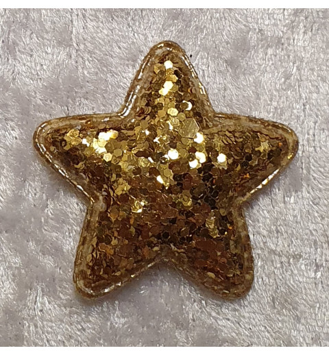 Stoff Stern Glitzer gold