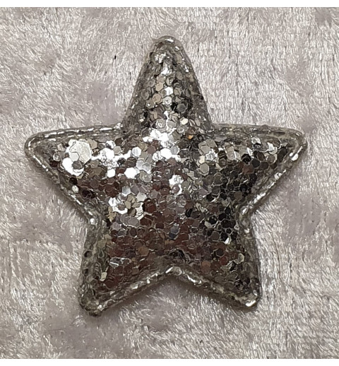Stoff Stern Glitzer silber