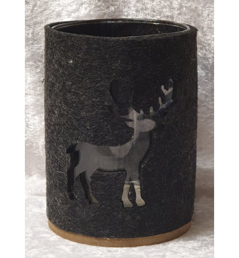 Teelicht Glas mit Filz anthrazit