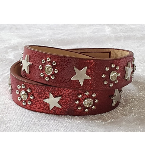 Wickelarmband Sterne bordeaux