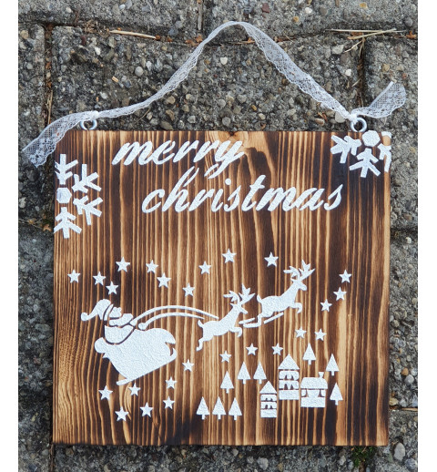 Schild Merry Christmas Schlitten
