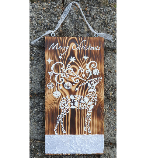 Schild Merry Christmas Hirsch