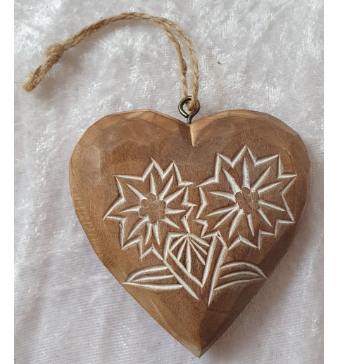 Holz Herz Edelweiss