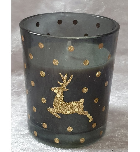 Glas mit Kerze Hirsch gold