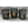 Glas mit Kerze Stern gold