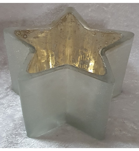 Teelicht Stern Glas weiss