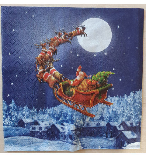 Serviette Weihnachtsmann im Schlitten