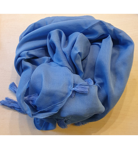 Schal mit Fransen blau