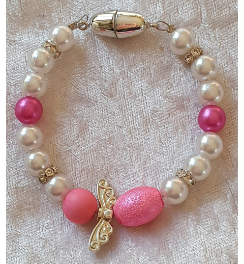 Armband Engel weiss/pink