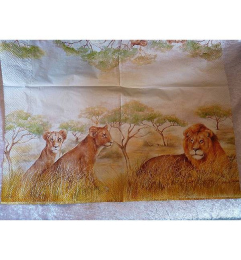 Serviette Löwenfamilie