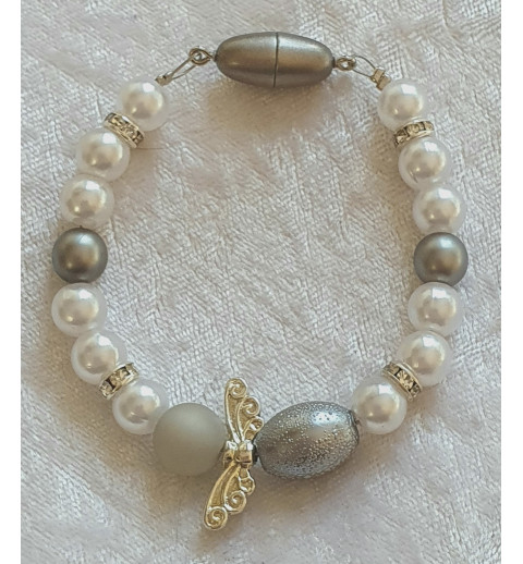 Armband Engel weiss/grau