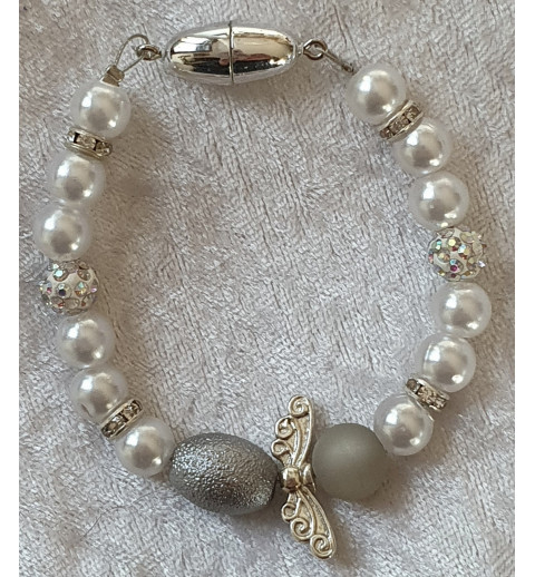 Armband Engel weiss/grau