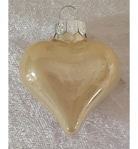 Glas Herz creme glänzend