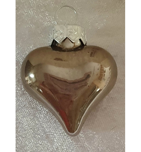 Glas Herz taupe glänzend