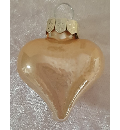Glas Herz beige glänzend