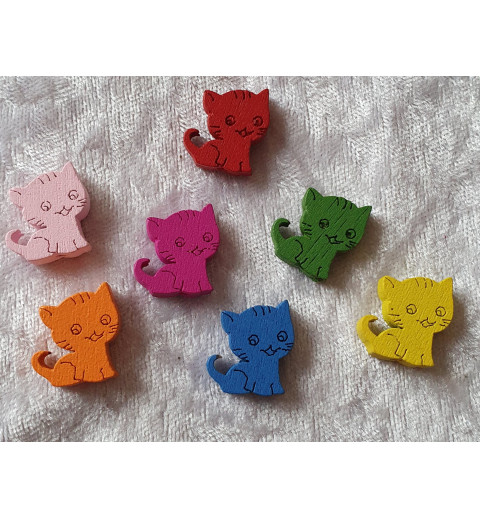 Holz Perlen Katze bunt gemischt