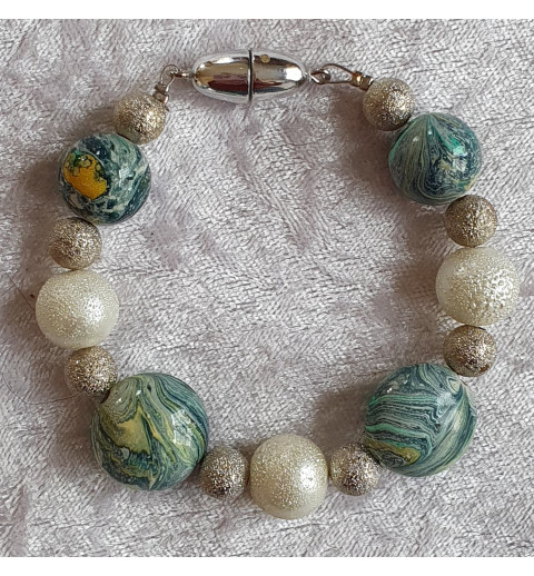 Perlen Armband weiss/mint