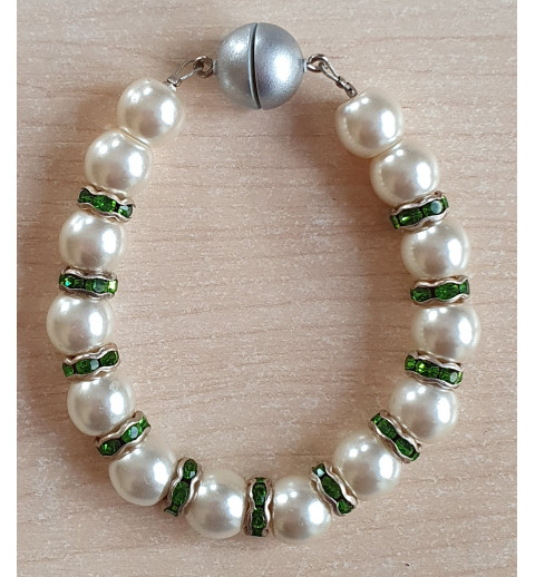 Perlen Armband weiss/grün