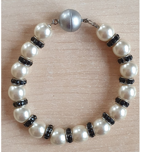 Perlen Armband weiss/schwarz