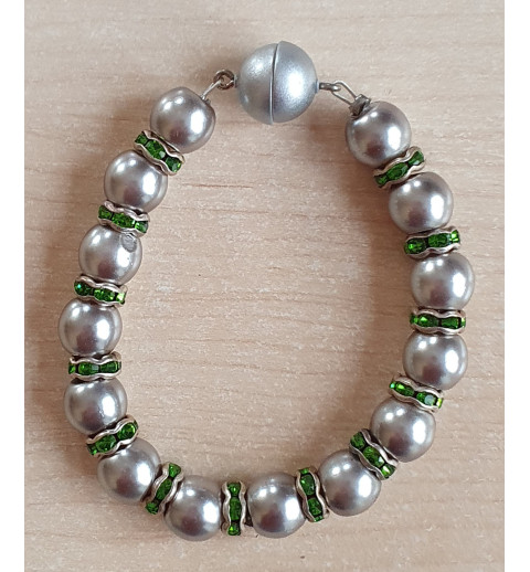 Perlen Armband grau/grün