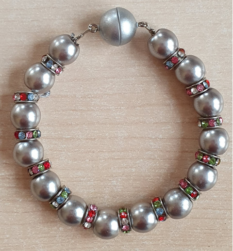 Perlen Armband grau/bunt