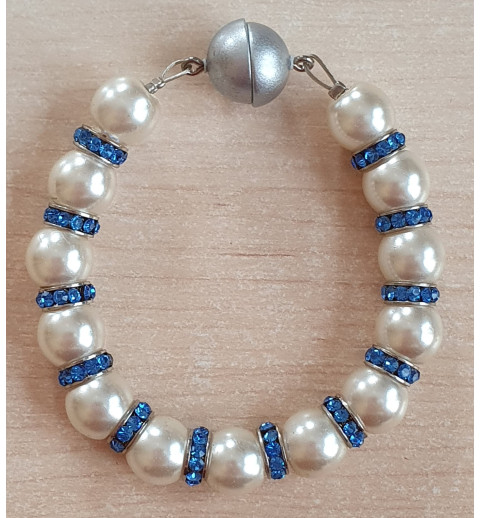 Perlen Armband weiss/blau