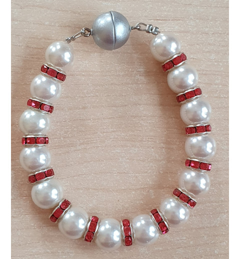 Perlen Armband weiss/corall