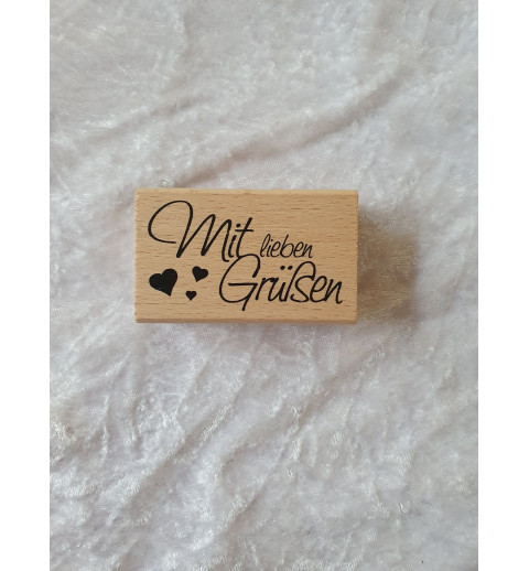 Holz Stempel Mit lieben Grüssen